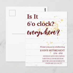 Carte Postale Il est 6'o horloge partout drôle de retraite perso