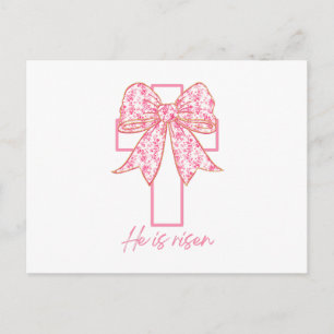Carte Postale Il Est Ressuscité Croix Pâques Floral Coquette Nœu