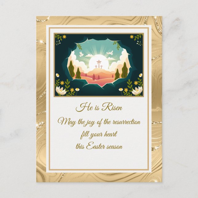 Carte Postale Il Est Ressuscité" Joyeux Pâques - Personnalisable (Devant)