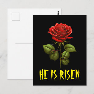 Carte Postale Il est ressuscité Matthieu 28:6 Rose rouge de Pâqu