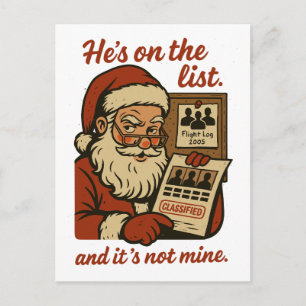 Carte Postale Il est sur la liste Funny Christmas