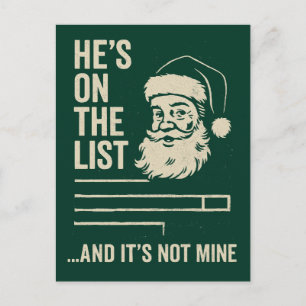 Carte Postale Il est sur la liste Funny Noël 