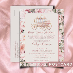 Carte Postale Il était une fois un Baby shower princesse rose