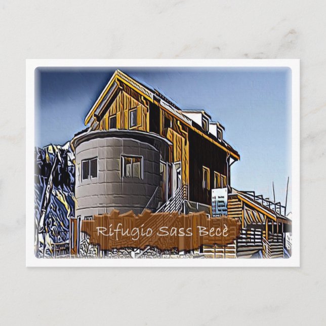 Carte Postale Il - hutte alpine Sass Bece - Dolomiti (Devant)