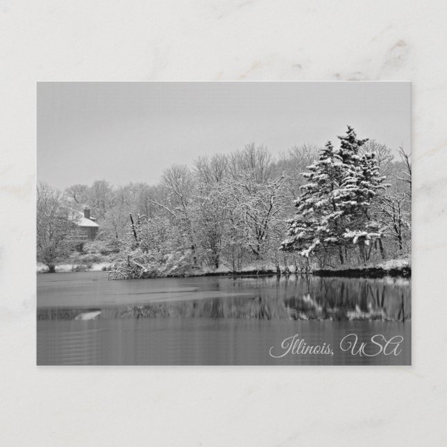 Carte Postale Il neige sur le lac, Monochrome Illinois (Devant)