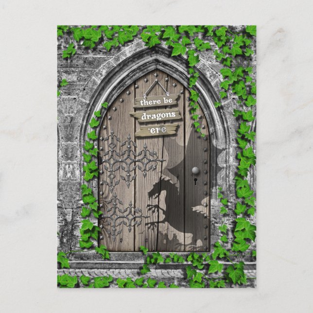 Carte Postale Il y a Dragons King Arthur Medieval Dragon Door (Devant)