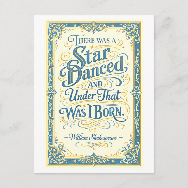 Carte Postale "Il y eut une étoile dansée" Shakespeare (Devant)