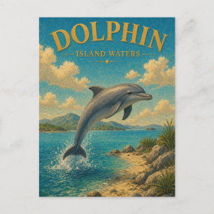 Carte Postale Île aux dauphins Eaux de GeoSaga aquarelle