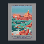 Carte Postale Ile de Bréhat France Poster vintage 1930<br><div class="desc">Affiche de voyage vintage de Bretagne, France. Publié en 1930. Veuillez noter que nos affiches sont des reproductions de haute qualité basées sur des scans professionnels, très haute résolution des originaux. Notre processus de retouche manuelle n'implique pas l'utilisation de filtres qui enlèvent les détails ou la texture d'origine que vous...</div>
