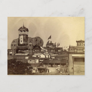 Carte Postale Ile de Coney, Colosse d'éléphant, Vue Vintage