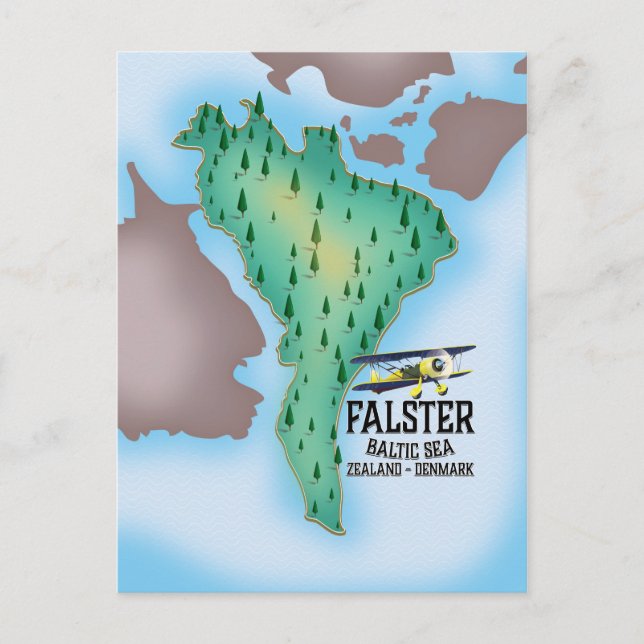 Carte Postale Île de Falster Danemark affiche de voyage. (Devant)
