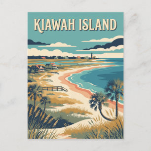 Carte Postale Île de Kiawah, Affiche Vintage de Caroline du Sud