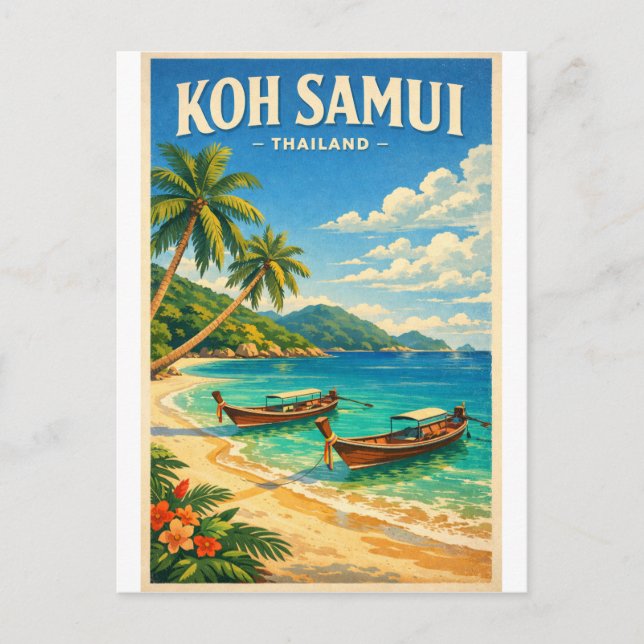 Carte Postale Île de Koh Samui, Thaïlande rétro (Devant)