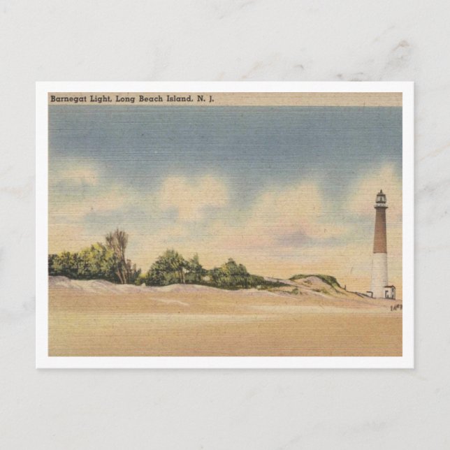 Carte Postale Île de Long Beach NJ, Barnegat Light 1946 Inspiré (Devant)