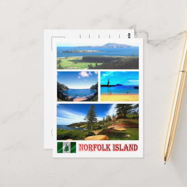Carte Postale Île de Norfolk - Mosaïque - (Devant/Arrière en situation)