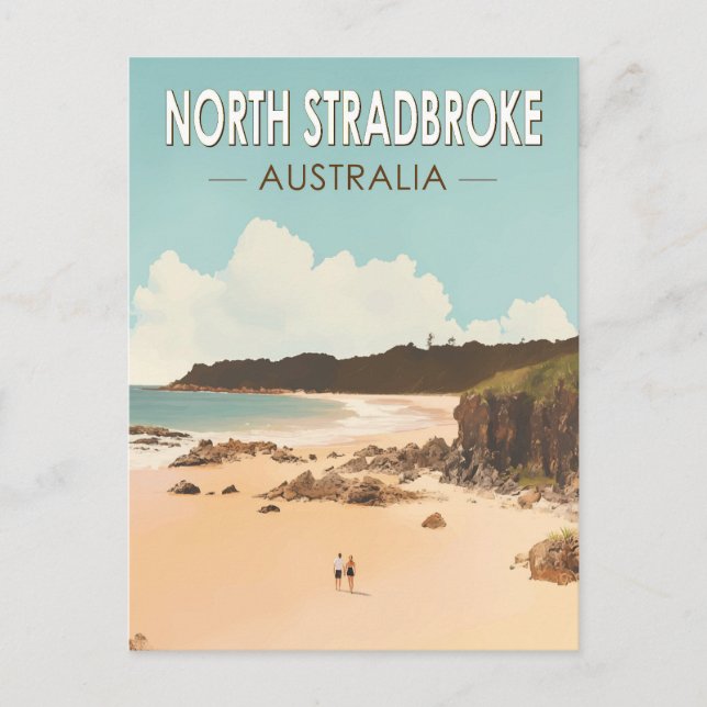 Carte Postale Île de North Stradbroke Australie Voyage Art Rétro (Devant)