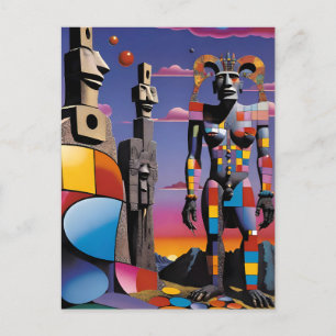Carte Postale Île de Pâques Bunnyman - Ken Gage Art