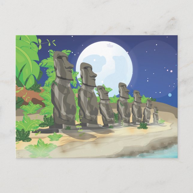 Carte Postale Île de Pâques Moai (Devant)