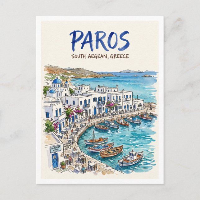 Carte Postale Île de Paros Grèce (Devant)