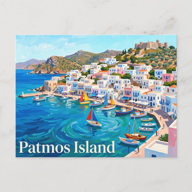 Carte Postale Île de Patmos, Skala Patmos Grèce (Devant)