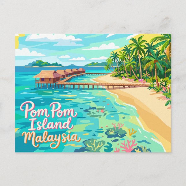 Carte Postale Île de Pom Pom Malaisie (Devant)