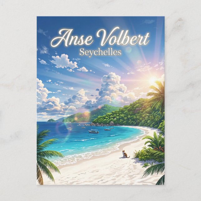 Carte Postale Île de Praslin, Anse Volbert, Praslin Seychelles (Devant)