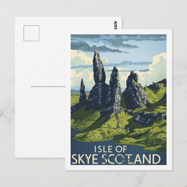 Carte Postale Île de Skye Ecosse Vintage célèbre Travel Place (Devant / Derrière)
