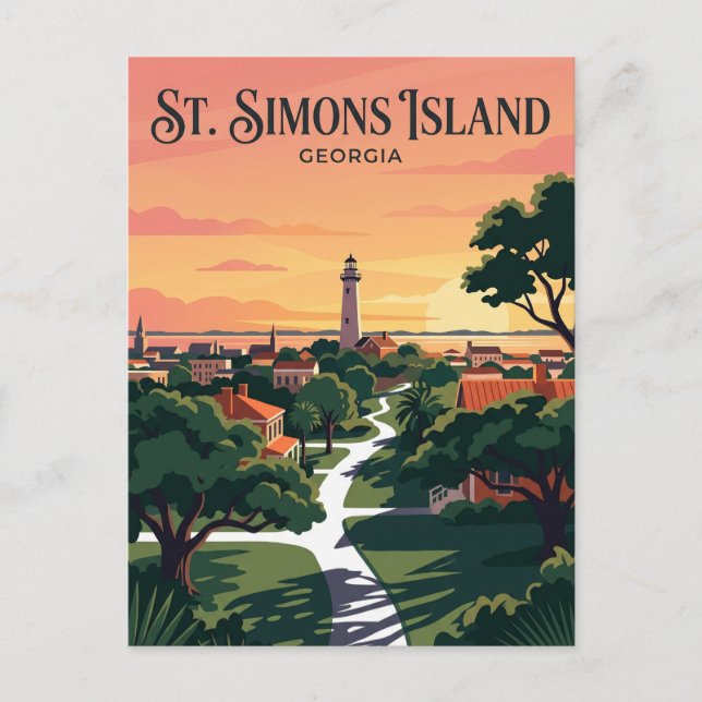 Carte Postale Île de St. Simons États-Unis (Devant)