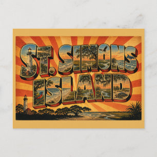 Carte Postale Île de St Simons Géorgie Phare Plage Art