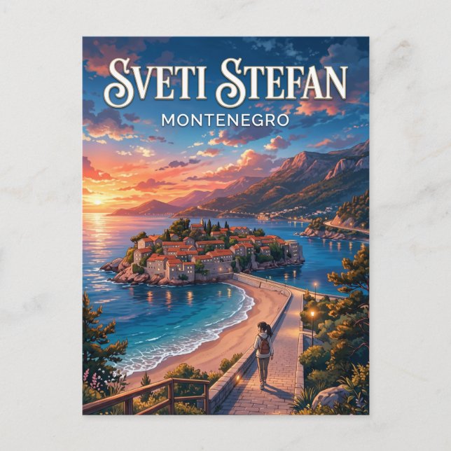 Carte Postale Île de Sveti Stefan Monténégro (Devant)