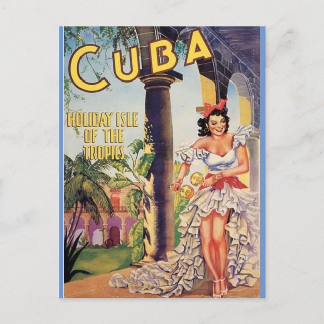 Carte Postale Île de vacances de Cuba vintage (Devant)