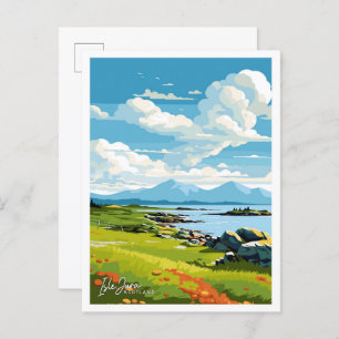 Carte Postale Ile Jura Ecosse Voyage illustration Vintage