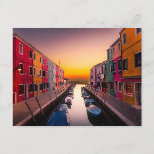 Carte Postale Île pittoresque de Burano au coucher du soleil Ven