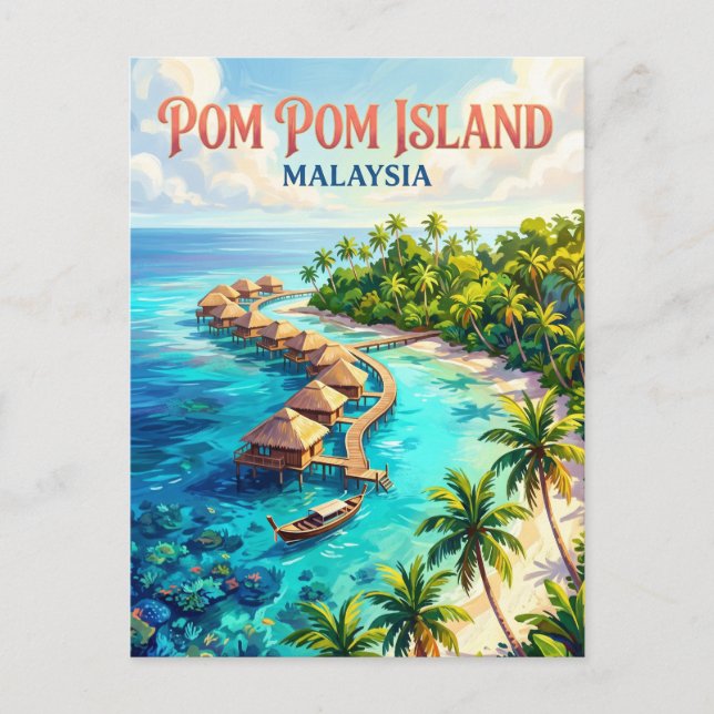 Carte Postale Île Pom Pom Malaisie (Devant)