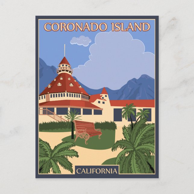 Carte Postale Île tropicale de Coronado, Californie (Devant)