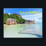 Carte Postale Île tropicale Seychelles Vacances<br><div class="desc">Passez des vacances sur les îles tropicales avec cette belle photo des Seychelles ! Les Seychelles sont un archipel de 115 îles dans l'océan Indien, au large de l'Afrique de l'Est. Les Seychelles possèdent de nombreuses plages de sable fin, des récifs coralliens tropicaux extraordinaires et des animaux rares sur les...</div>