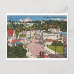 Carte Postale Île vintage Mackinac, Michigan, rue Main