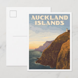 Carte Postale Îles Auckland Art Voyage Vintage