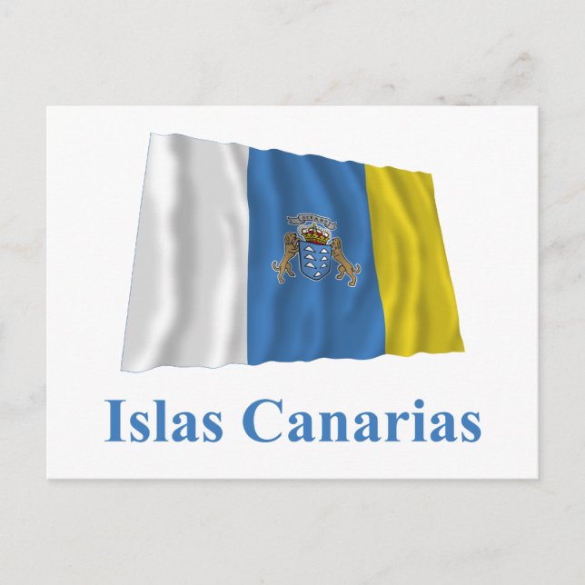 Carte Postale Îles Canaries avec un drapeau avec un nom en espag (Devant)