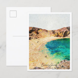 Carte Postale Îles Canaries Espagne Paint Paint Ville Paysage