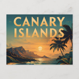 Carte Postale Îles Canaries Paradis Tropical Plage Coucher de So