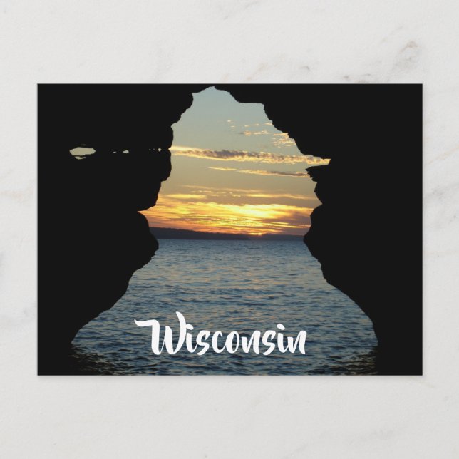 Carte Postale Îles du Wisconsin Sunset Cave (Devant)