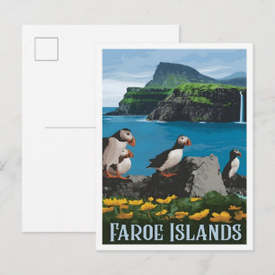 Carte Postale Îles Farao Voyage Vintage 