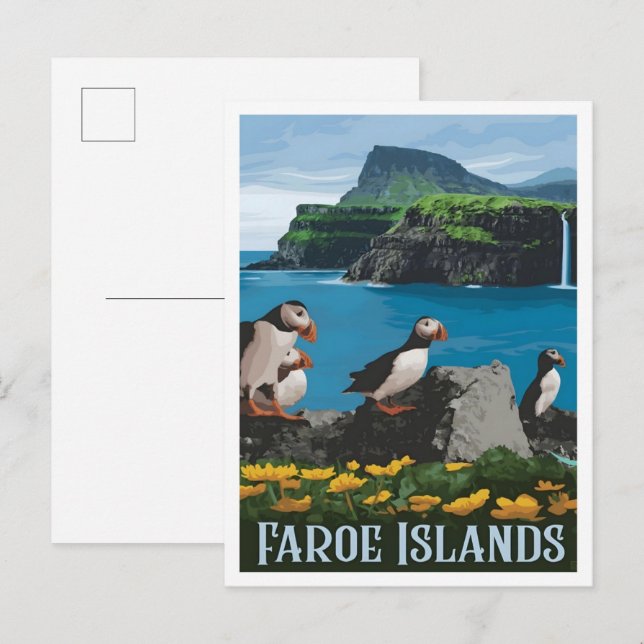 Carte Postale Îles Farao Voyage Vintage  (Devant / Derrière)