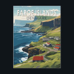 Carte Postale Îles Féroé Danemark Voyage Art Vintage<br><div class="desc">Les îles Féroé dans un style vectoriel. Les îles Féroé sont un archipel autonome,  appartenant au royaume du Danemark. Il comprend 18 îles rocheuses et volcaniques.</div>