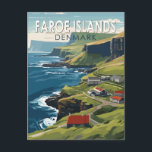 Carte Postale Îles Féroé Danemark Voyage Art Vintage<br><div class="desc">Les îles Féroé dans un style vectoriel. Les îles Féroé sont un archipel autonome,  appartenant au royaume du Danemark. Il comprend 18 îles rocheuses et volcaniques.</div>