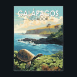 Carte Postale Îles Galapagos Tortue géante Voyage Art Retro<br><div class="desc">Les îles Galápagos dans un style vectoriel. Les îles Galápagos sont un archipel volcanique de l'océan Pacifique. Il est considéré comme l'une des destinations les plus prisées au monde pour l'observation de la faune.</div>