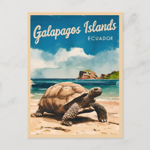 Carte Postale Îles Galapagos Vintage voyage Equateur Rétro