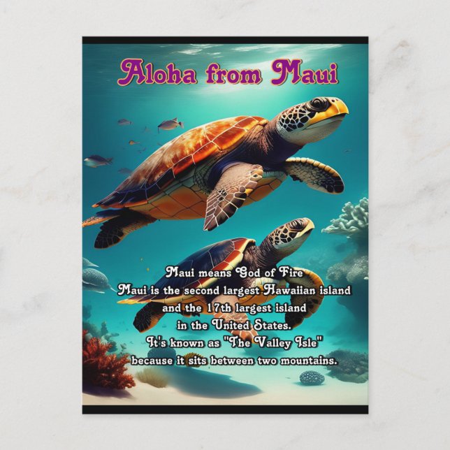 Carte Postale Iles hawaïennes Maui Aloha (Devant)