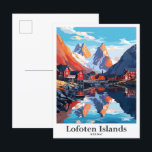 Carte Postale Îles Lofoten Norvège Illustration Vintage voyage<br><div class="desc">Lofoten Islands Norvège Vintage voyage d'art Portrait Peinture Illustration</div>
